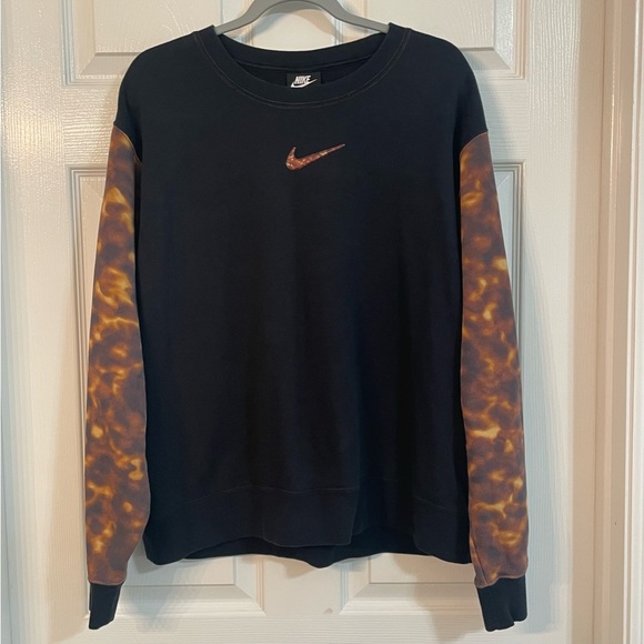 Vintage Y2K 2009 Nike Sweatshirt Unisex Large Crewneck Center Check Black Lava - Picture 3 of 13